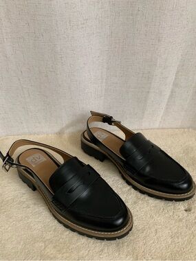 Dolce Vita Cancun Patent Leather Slingback Lug Sole Loafer Chunky Block Heel 9